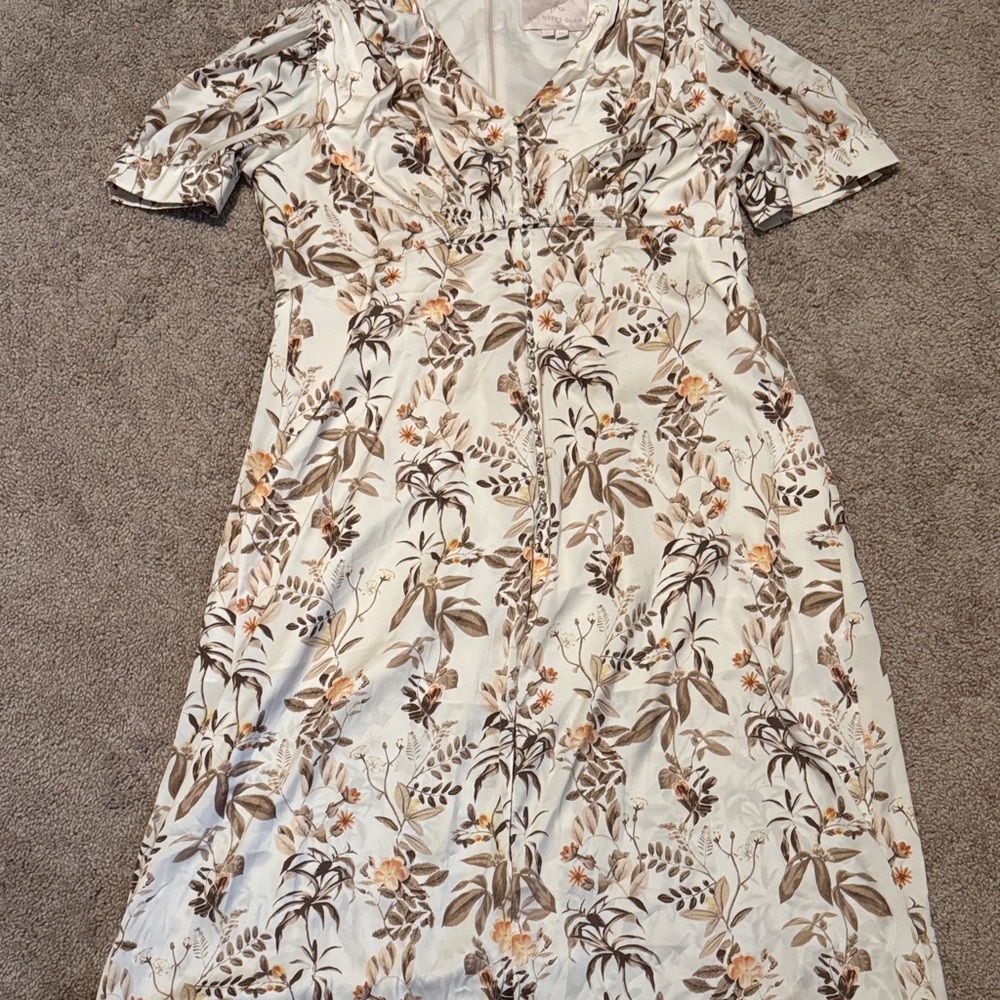 Gal Meets Glam Beige Floral Midi Dress